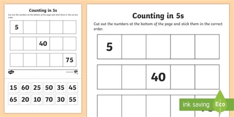 Counting In 5s Activity Cut And Stick Ages 5 7 Twinkl