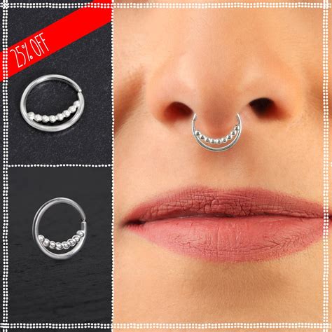 Silver Septum Ring Septum Jewelry Tribal Nose Ring Dainty Septum Indian