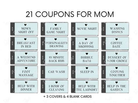 Mothers Day Coupons Printable Mom Coupon Book Printable Mothers Day