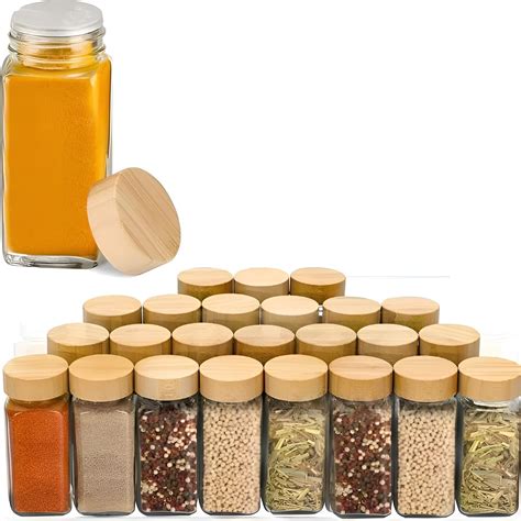 Whisket 120 Ml Each Bottle Mini Glass Spice Jars Square Spice Bottles Containers Kitchen