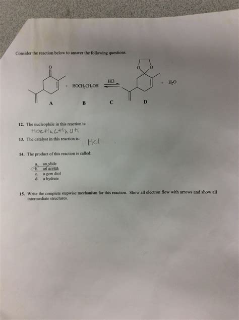 Solved Consider The Reaction Below To Answer The Following Chegg