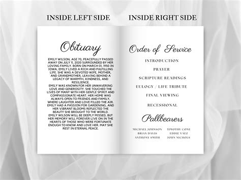 In Loving Memory Funeral Program Template Editable Celebrating The Life