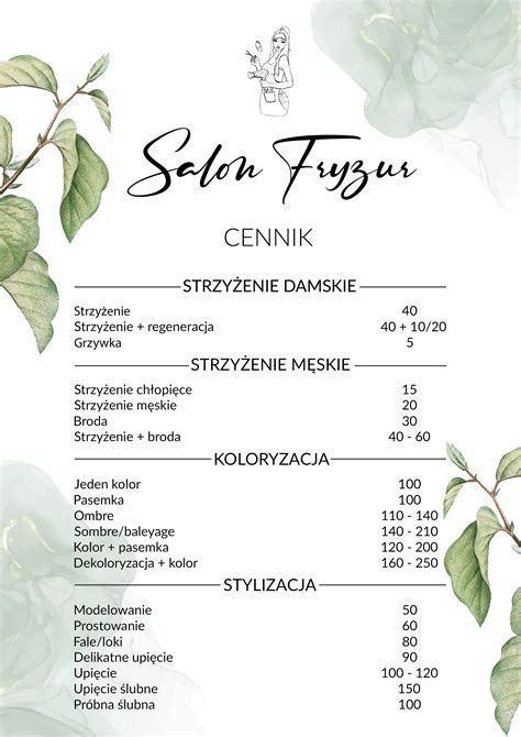 Cennik Salon Fryzjerski On Behance