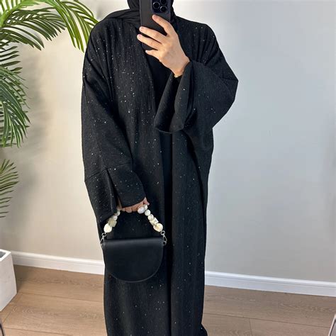 Autumn Winter Abaya Dubai Luxury Glitter Thick Kimono Muslim Cardigan