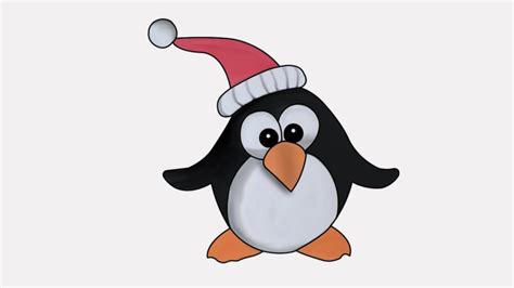 How To Draw A Christmas Penguin Step By Step Draw A Christmas Penguin