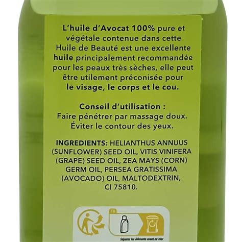 Dollania Huile de Beauté à L Huile d Avocat Visage Corps Anti Âge