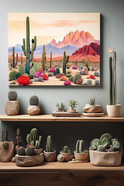 Premium Photo Desert Canvas Art A Botanical Oasis On Rustic Shelves