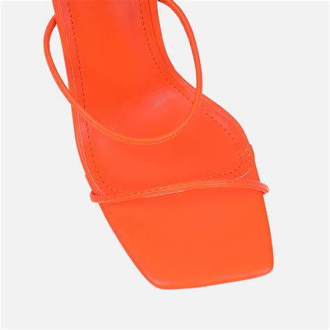 Neeli Orange Triple Strap Heeled Sandals Simmi London