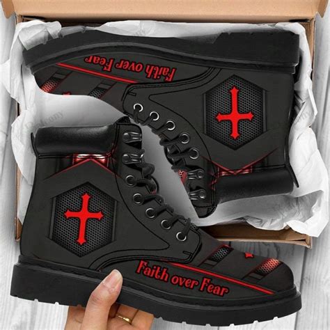 Faith Over Fear Jesus Cross All Season Boots Christian Shoes Etsy