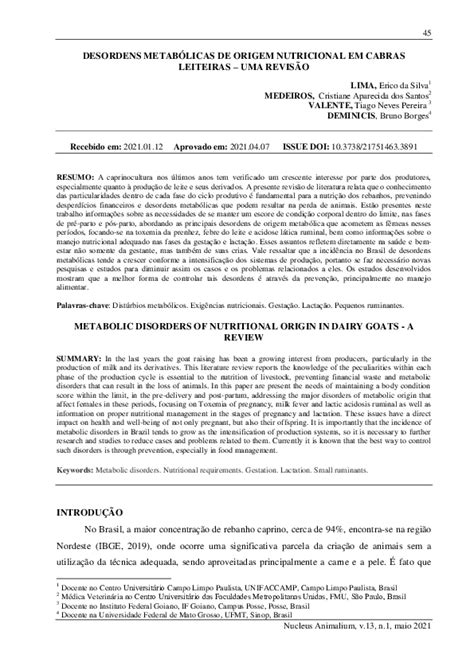 Pdf Desordens Metabólicas De Origem Nutricional Em Cabras Leiteiras