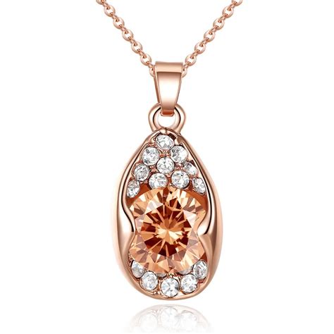 Korean Jewelry Pendant Necklace Rose Gold Zircon Necklace Retro Jewelry