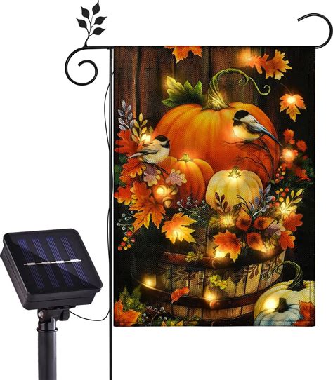 Amazon Thanksgiving Lighted Garden Flag Modes Led Pumpkin Flag