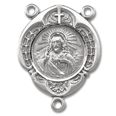 Sacred Heart Of Jesus With Cross Sterling Silver Centerpiece Rosary