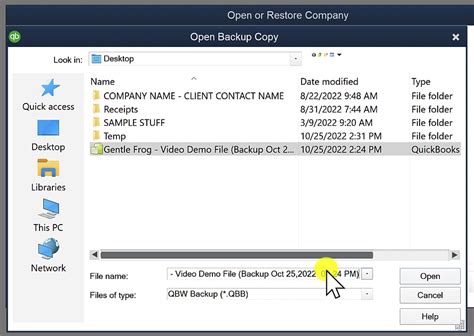 How To Back Up And Restore A Quickbooks Desktop File Gentle Frog