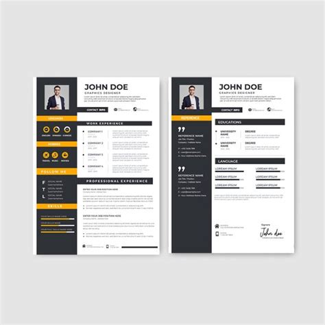 Yellow Black Professional Cv Resume Template Freepng