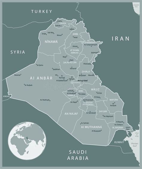 Iraq Detailed Map With Administrative Divisions Country Vector Illustration Stock