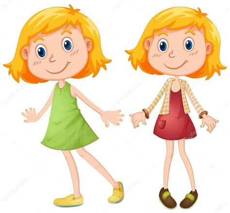 Blond Girl In Two Costumes — Stock Vector © Interactimages 102924586