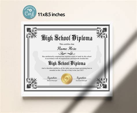 High School Diploma Template Printable Editable Home School - Etsy