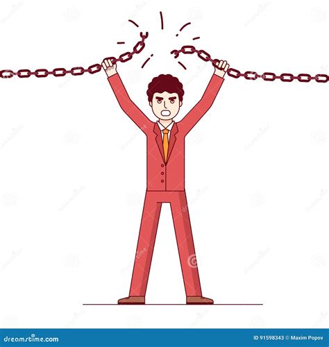 Confident Business Man Breaking The Chain Stock Vector Illustration