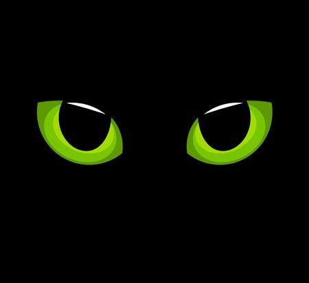 Hypnotic Green Cat Eyes In Darkness Royalty Free Cliparts Vectors