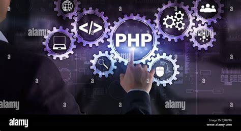 Php Coding Concept Programmer Search Technology Background Stock