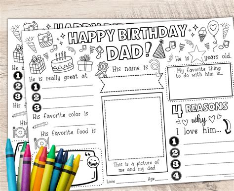 Happy Birthday Dad Coloring Page Happy Birthday Dad Placemat Activity