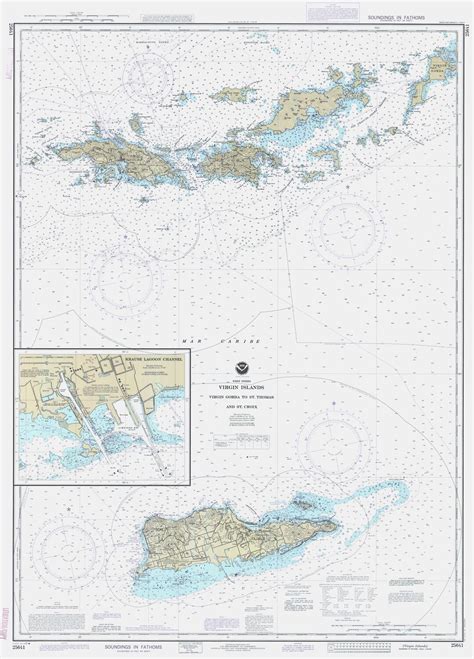 Virgin Islands Map Usvi And Bvi 1990 Nautical Chart Print Etsy