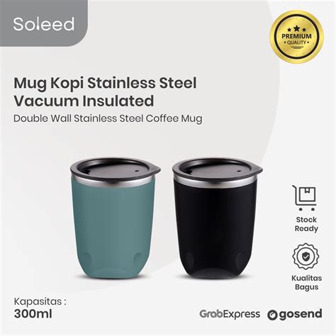 Jual SOLEED Gelas Cangkir Kopi Teh Stainless Steel Coffee Mug Double