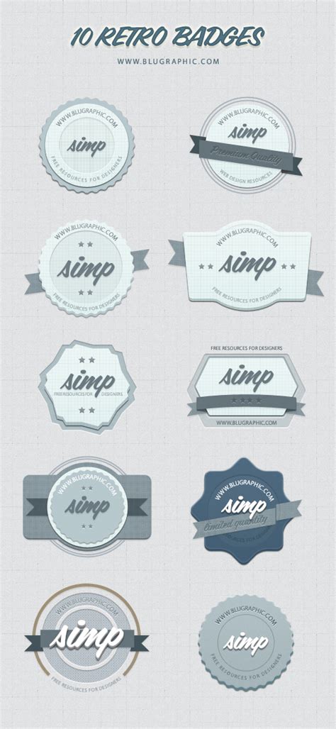 10 Free Vintage Retro Badges Psd