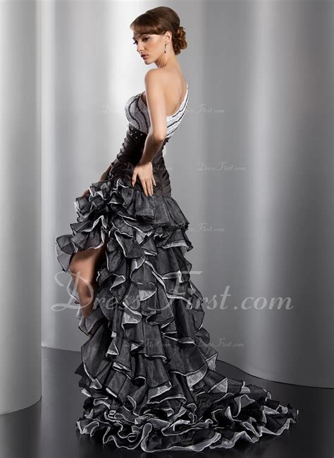 A Line Princess One Shoulder Asymmetrical Organza Prom Dress With