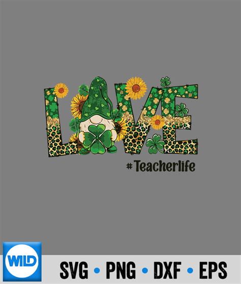 Teacher Gnome St Patricks Day SVG Love Teacher Gnome With Shamrock St