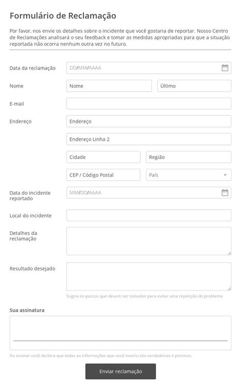 Modelos de formulários de Reclamação por 123 Form Builder
