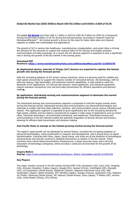 Market Hub - 6G Market 2023 - Research Update, Future Scope, Size