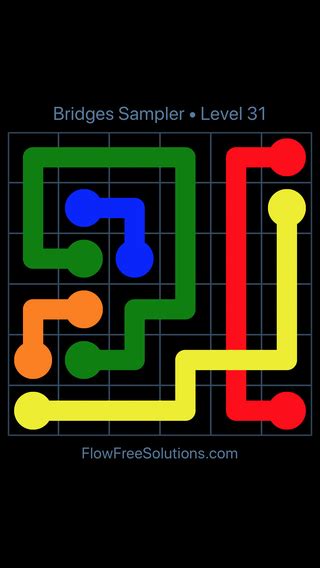 Flow Free Bridges Sampler Level 1 Puzzle Solution and Answer - Flow Free Solutions