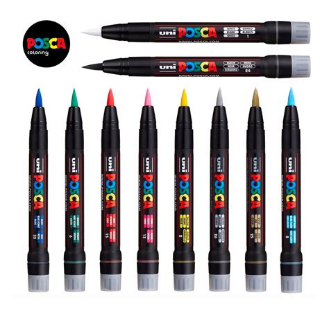 Uni Posca Pcf Paint Marker Pen Brush Tipped Pack Of Etsy