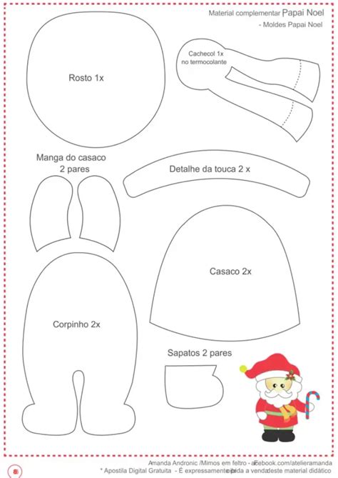 Moldes De Papai Noel Para Download E Impressão Feltro Fácil