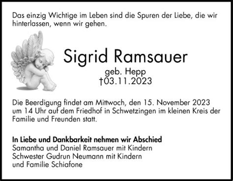 Traueranzeigen Von Sigrid Ramsauer Trauerportal Ihrer Tageszeitung