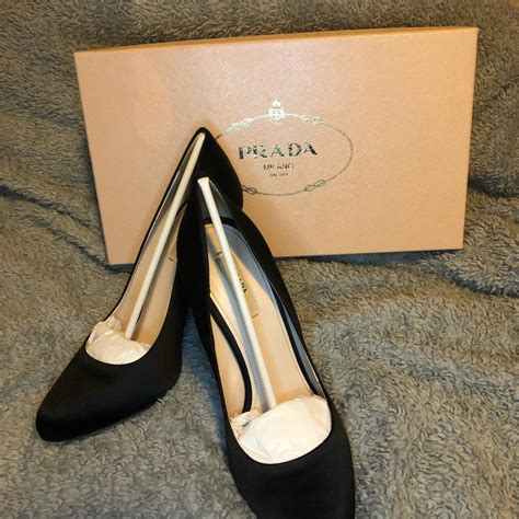 Black prada heels. Size 5, EU38. Worn a few times as... - Depop