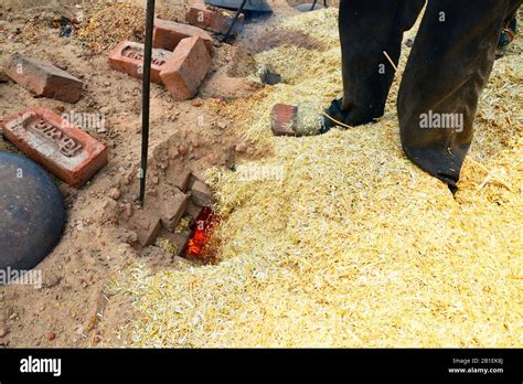 Brick Factory Where Families Are Making Bricks With Clay Before Drying