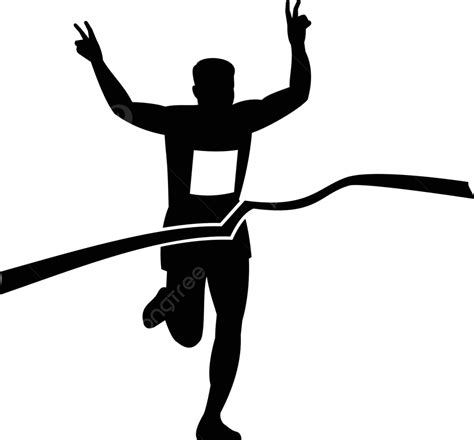 Marathon Runner Finishing Race Silhouette Male Illustration Front