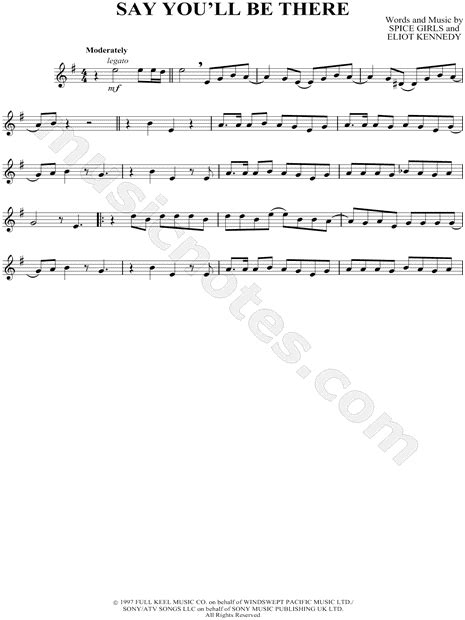 The Spice Girls Say Youll Be There Sheet Music In G Major Download And Print Sku Mn0027967