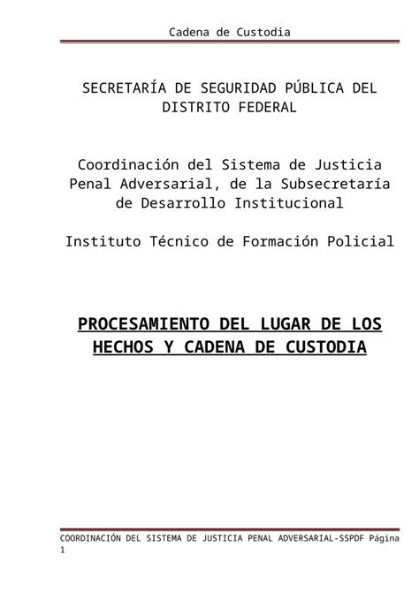 Doc Manual Procesamiento Del Lugar De Los Hechos Y Cadena De Custodia