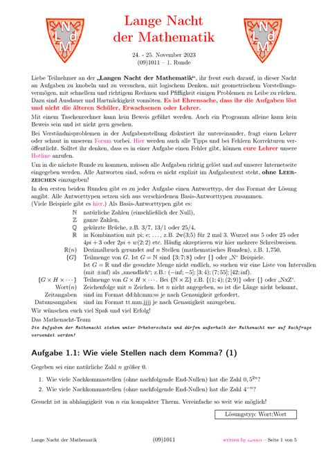 Sommersemester Lange Nacht Der Mathematik