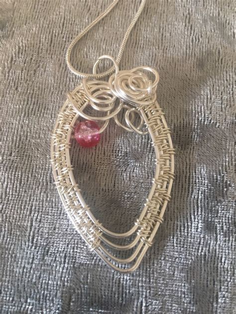 Wire Weave Pendant Necklace With Bead Etsy