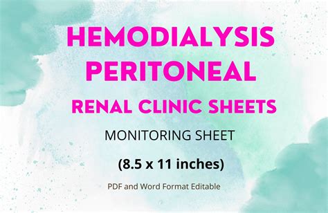 Hemodialysis Home Dialysis Peritoneal Renal Monitoring Sheet Templates Editable Word And Pdf