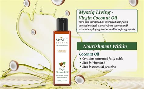 Buy Mystiq Living Virgin Coconut Oil From Coconut Milk 200 MLFor