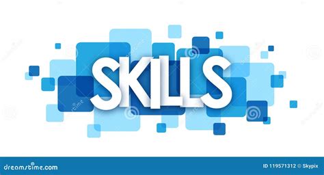 Skills Blue Overlapping Squares Banner Stock Illustration