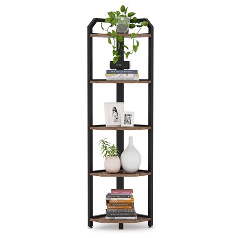 Tribesigns Corner Shelf 5 Tier Corner Bookshelf And Bookcase Rustic