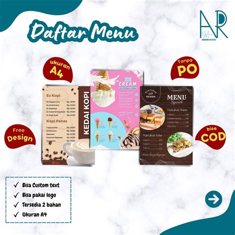 Jual Cetak Daftar Menu Makanan Menu Minuman Menu Cafe A Free Custom