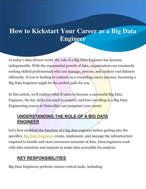 PPT How To Kickstart Your Career As A Big Data Engineer PowerPoint